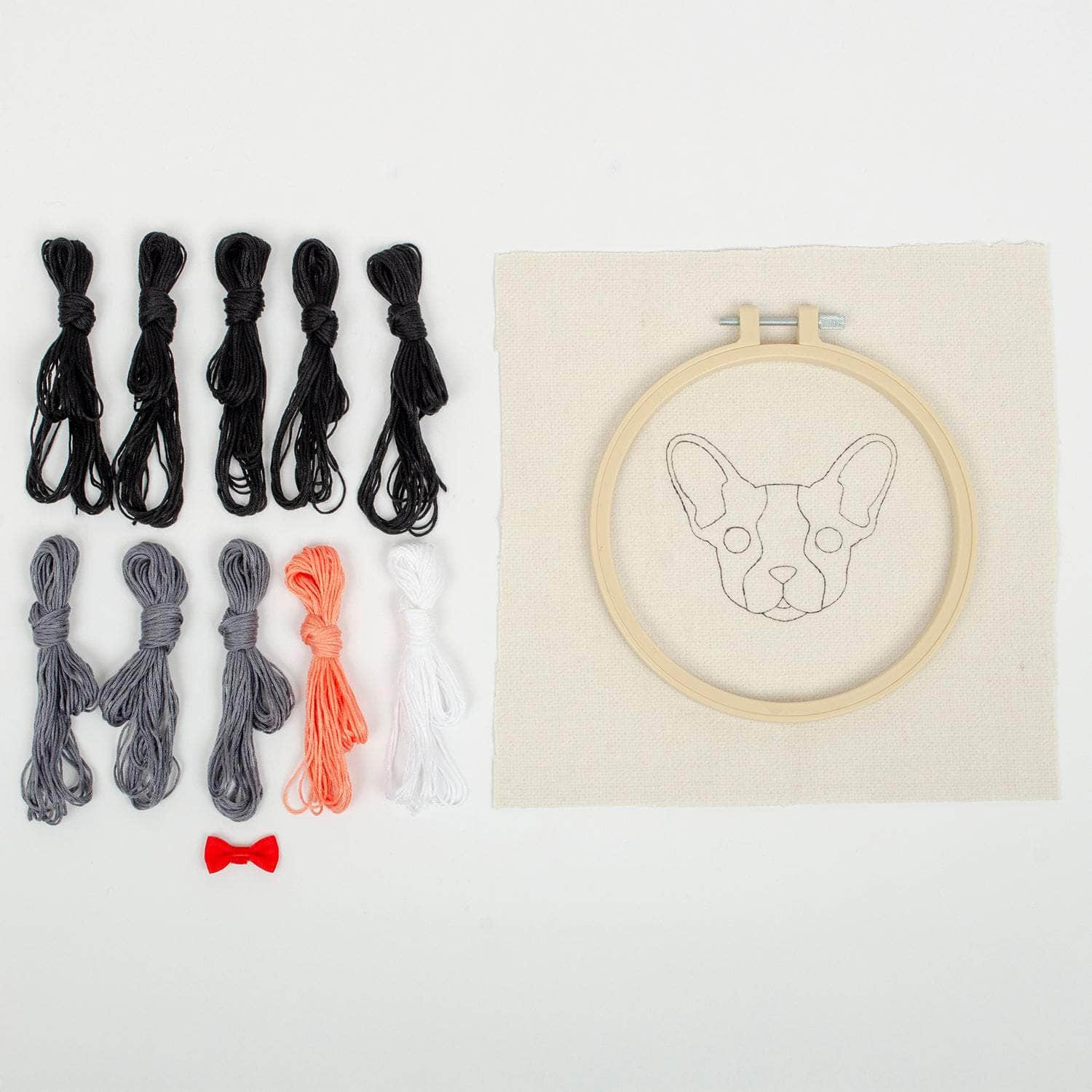 Punch Needle Kit 6" Hoop - Cat, Deer, or Bulldog - Image 5