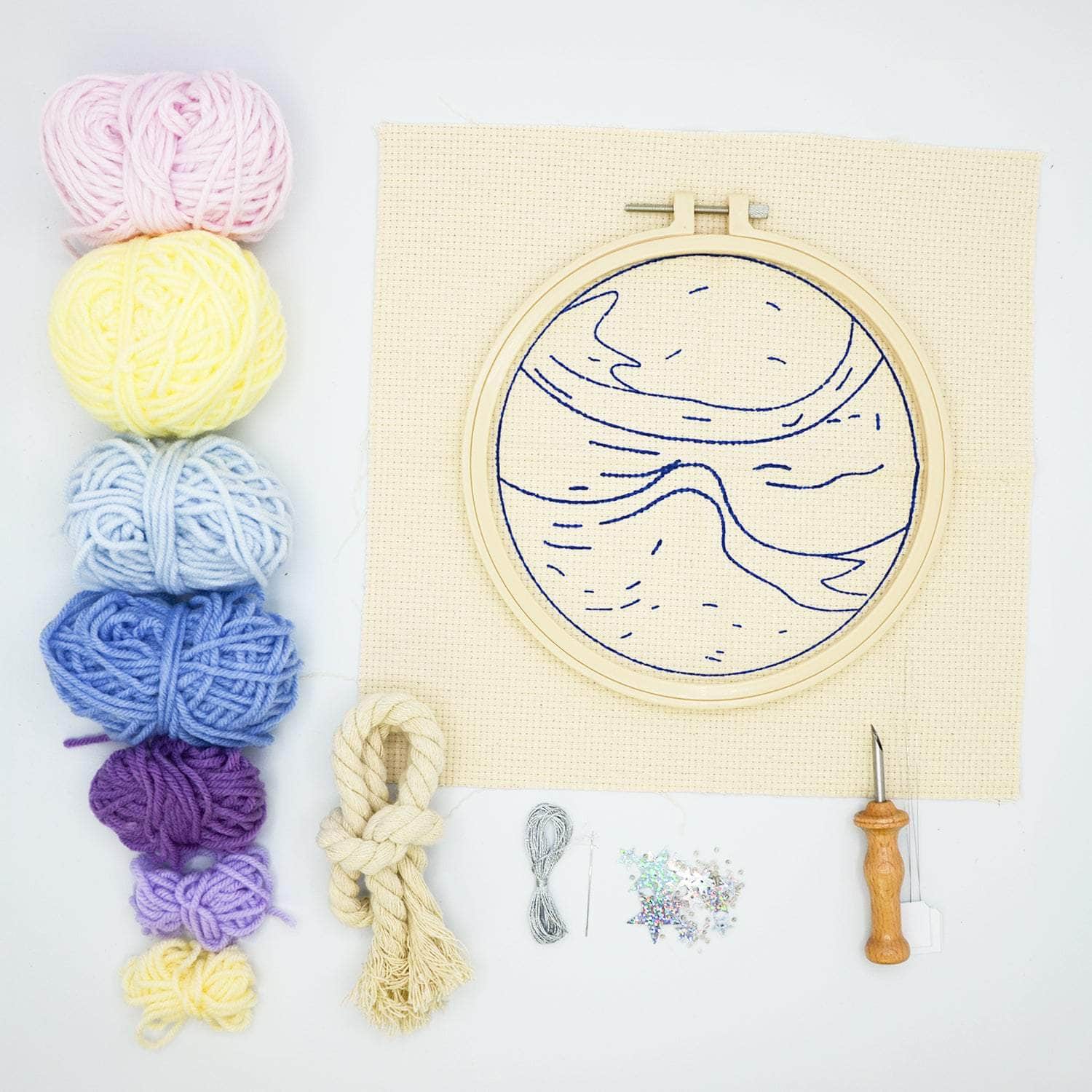 Punch Needle Kit 8" Hoop - Planets - Image 3
